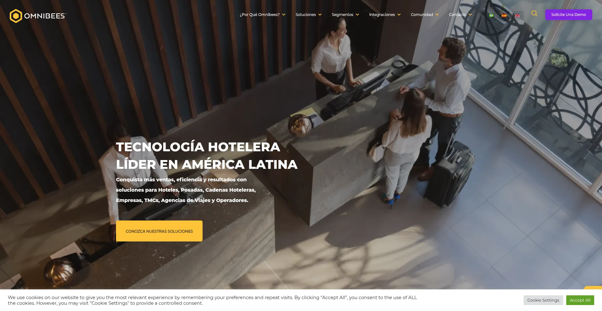 Website screenshot of Omnibees.com