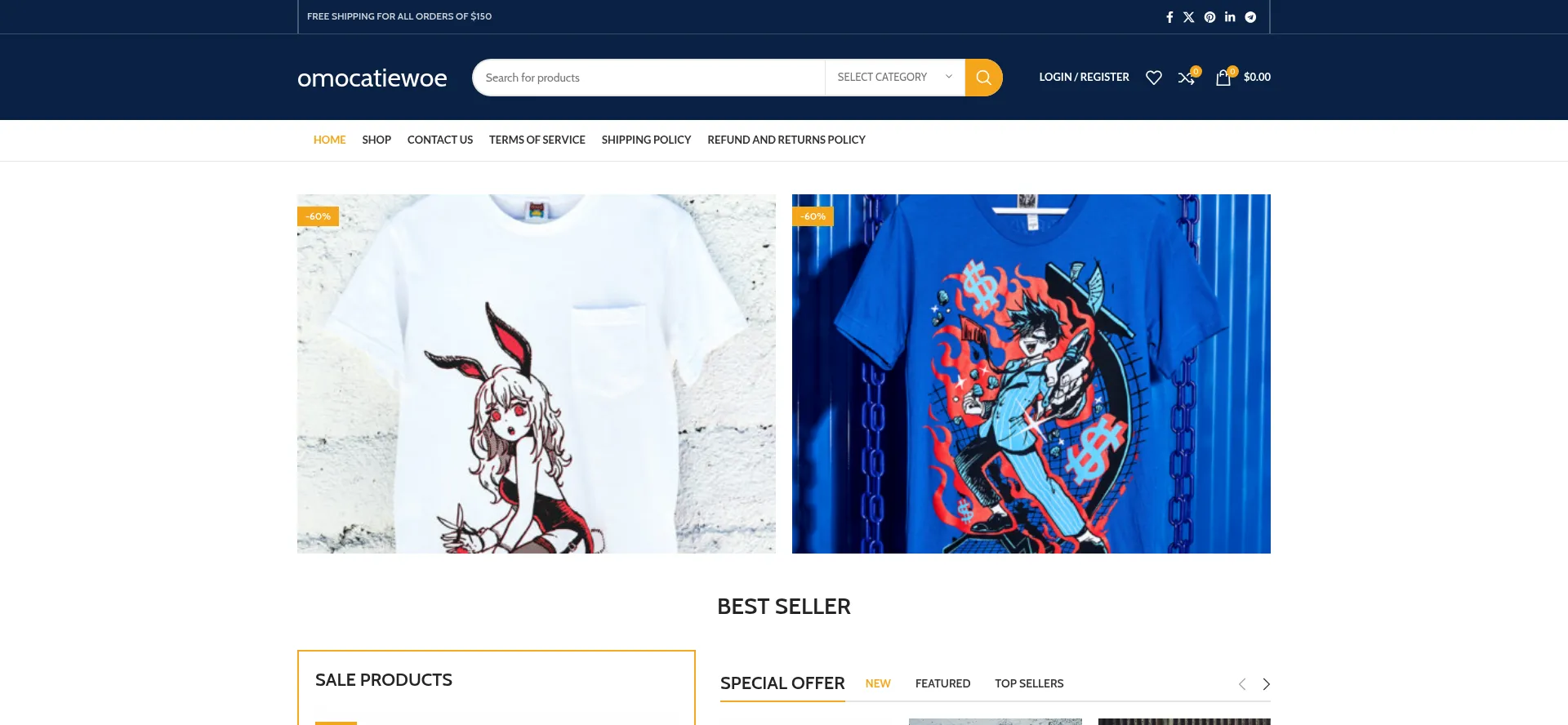 Website screenshot of Omocatiewoe.shop