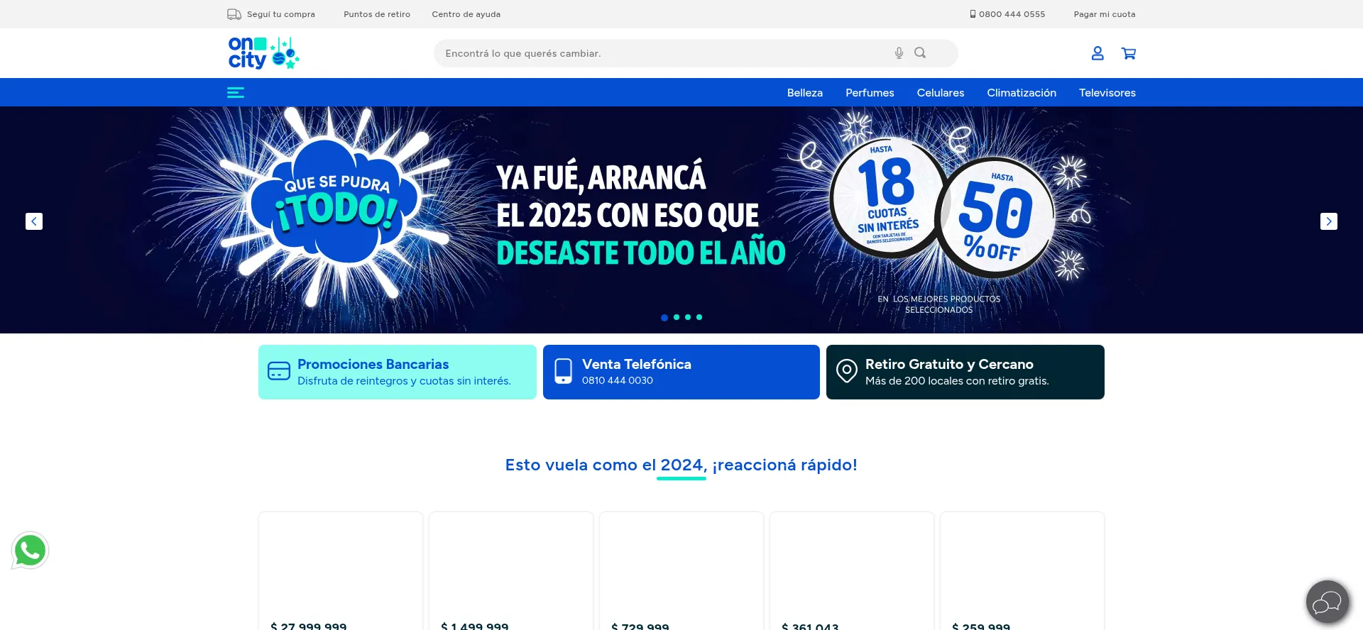 Website screenshot of Oncity.com