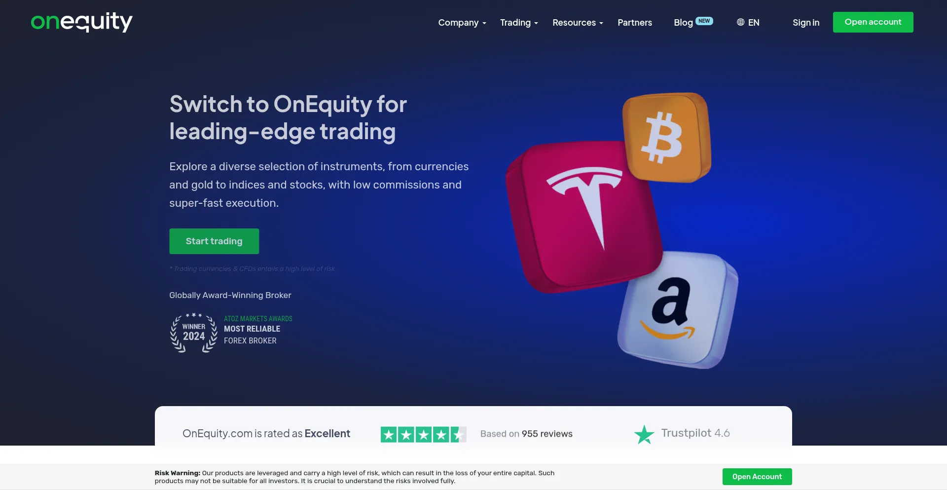 Website screenshot of Onequity.com