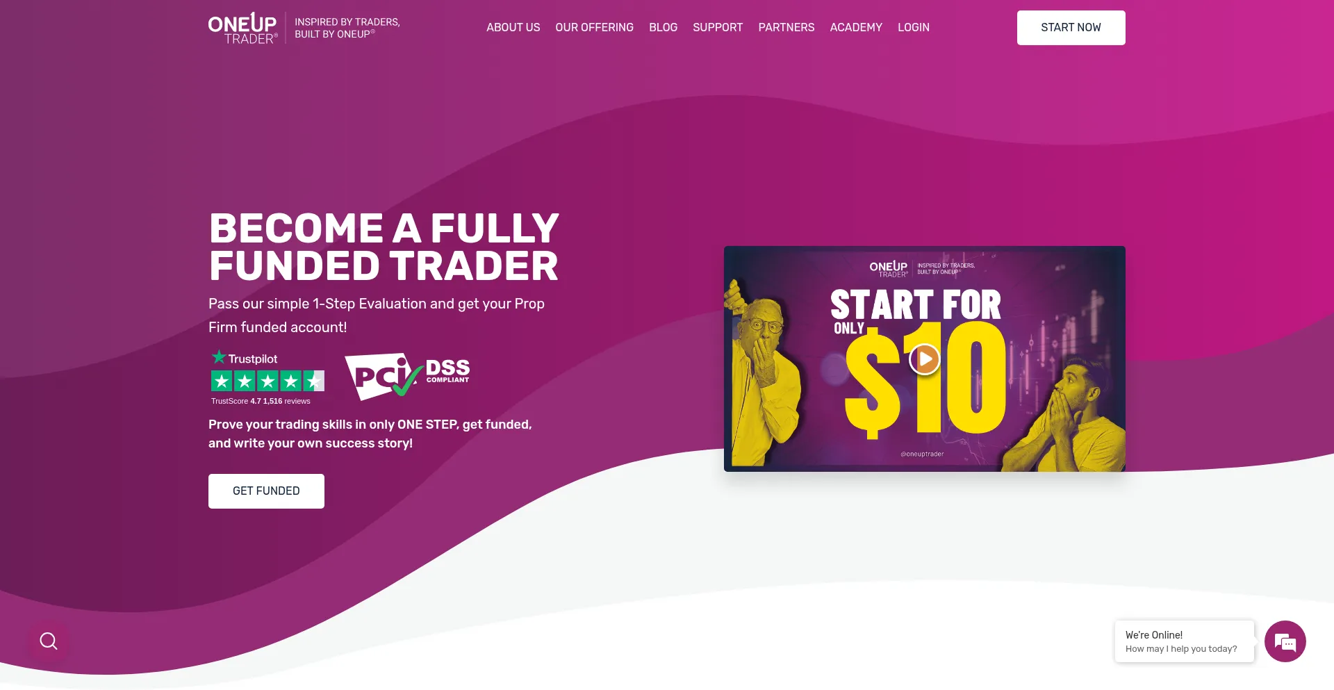 Website screenshot of Oneuptrader.com