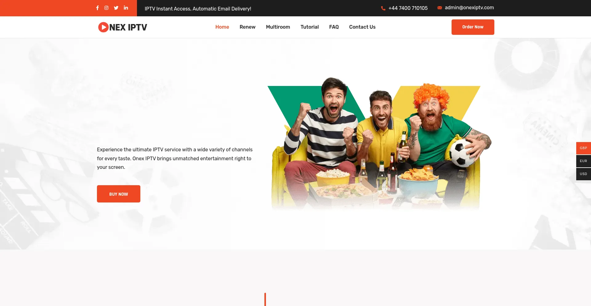 Website screenshot of Onexiptv.com