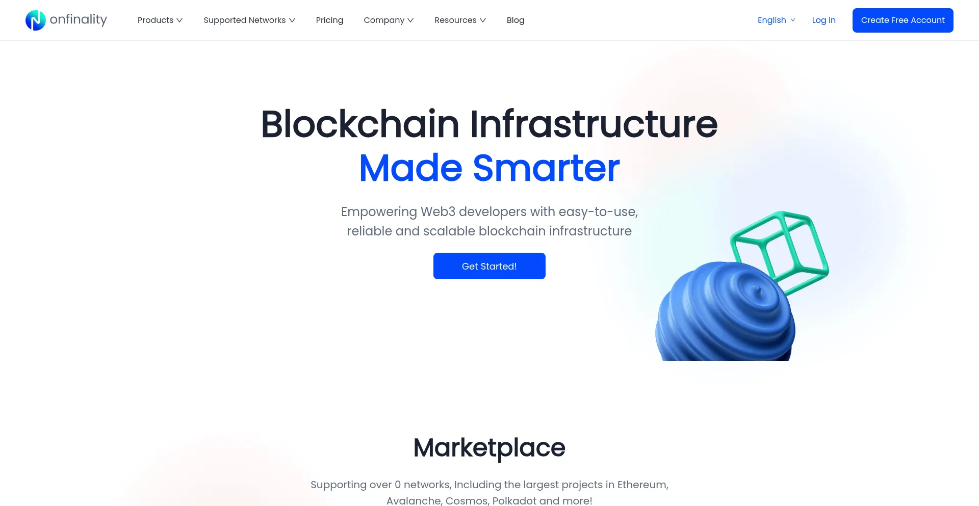Website screenshot of Onfinality.io