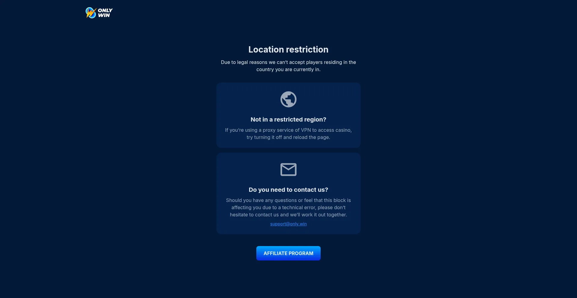 Website screenshot of Only.win