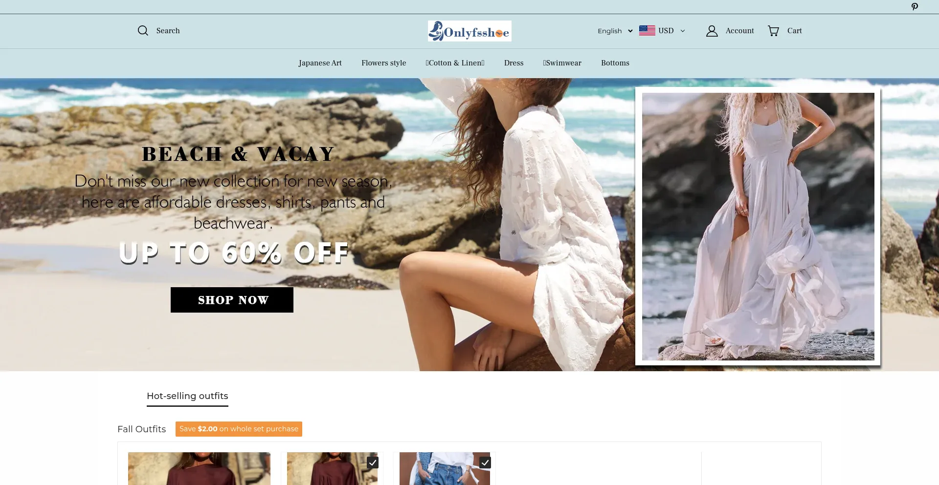 Website screenshot of Onlyfsshoe.com