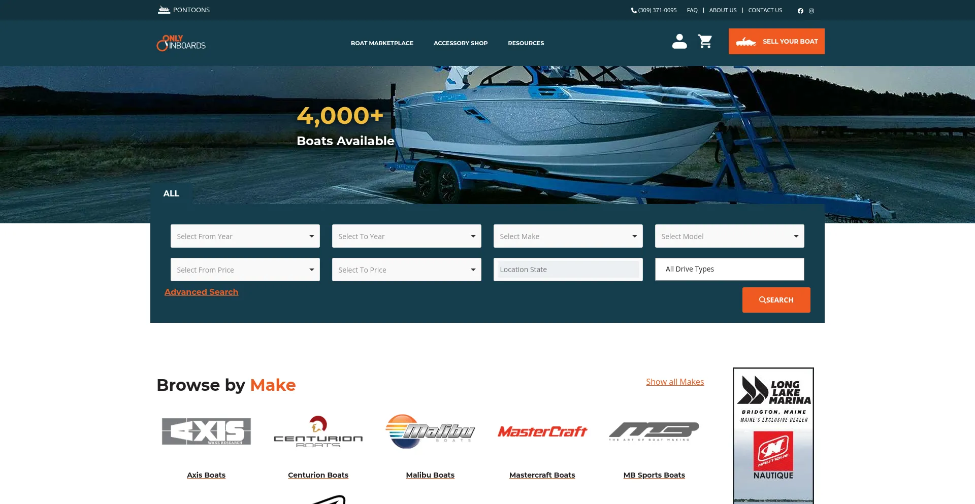 Website screenshot of Onlyinboards.com