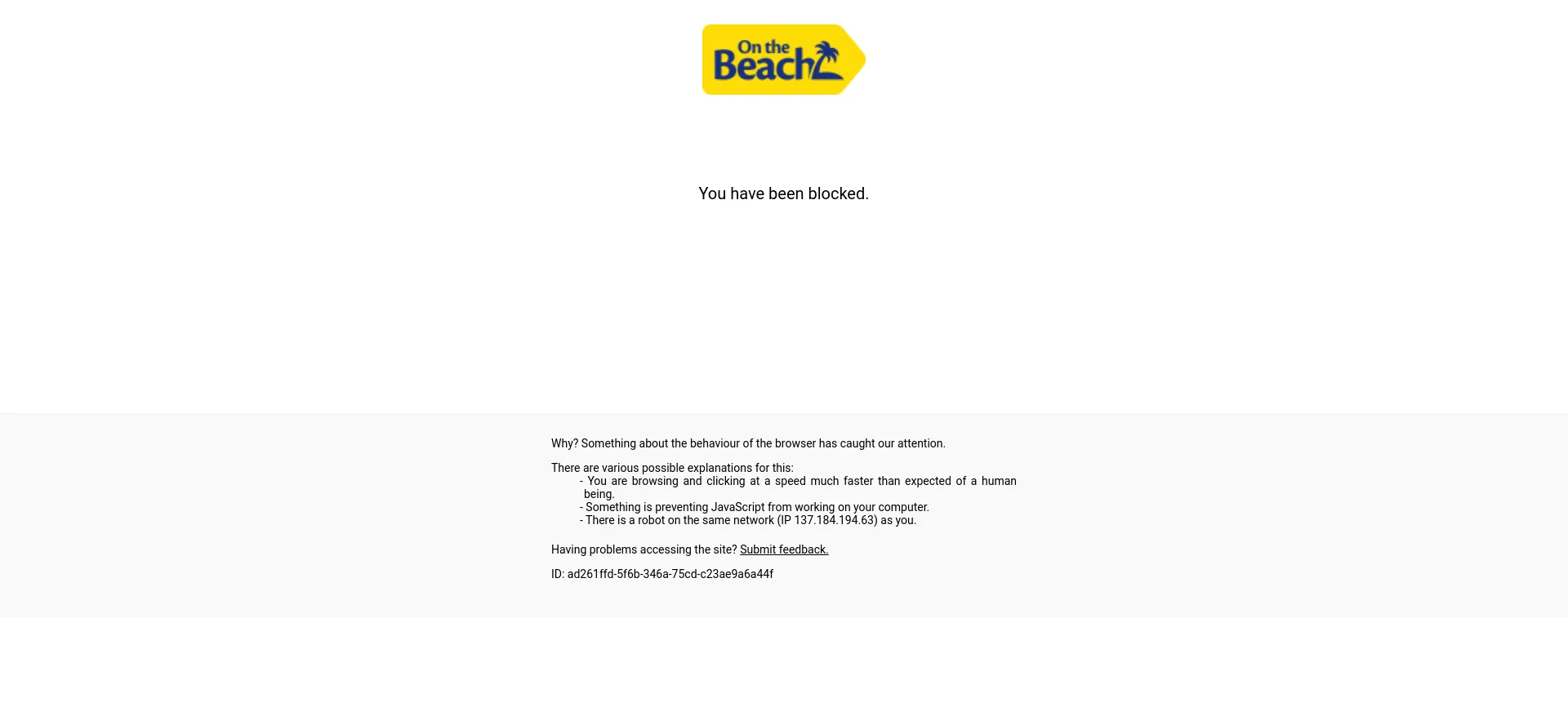 Onthebeach.co.uk Screenshot