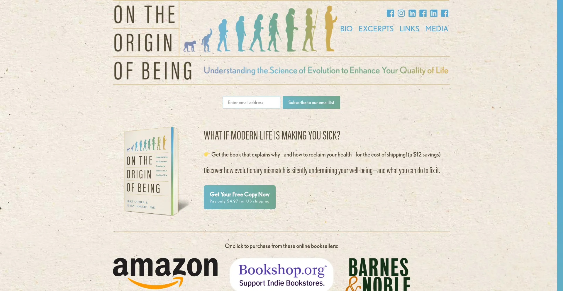 Ontheoriginofbeing.com Screenshot
