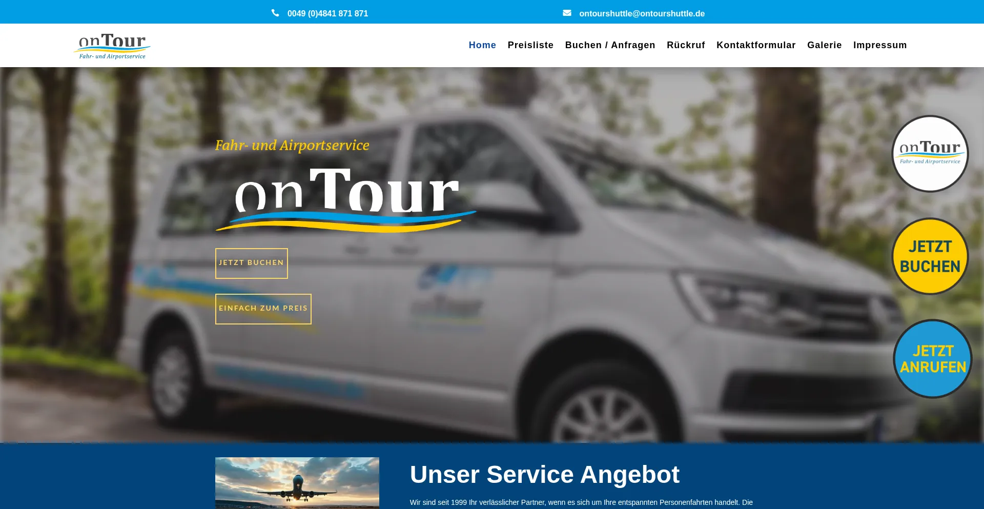 Ontourshuttle.de Screenshot