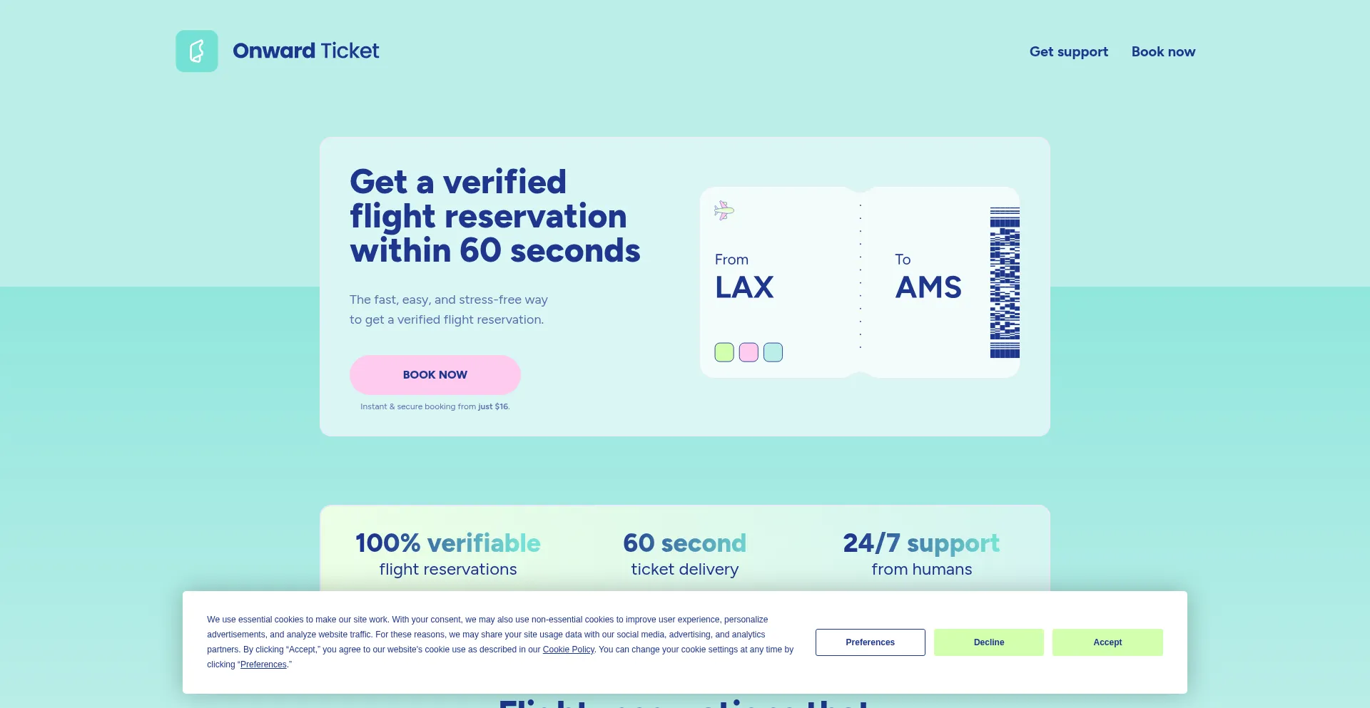 Website screenshot of Onwardticket.com