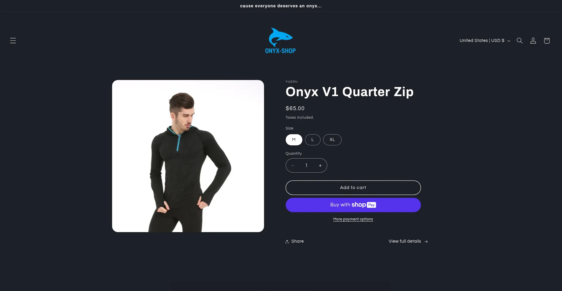 Website screenshot of Onyx-shop.com
