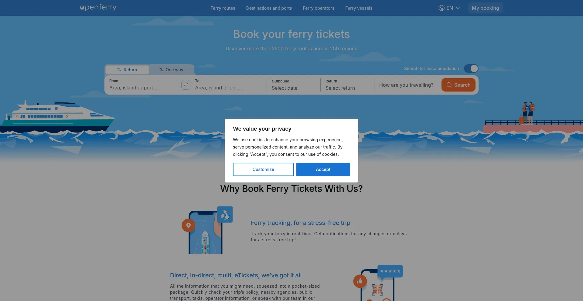 Website screenshot of Openferry.com