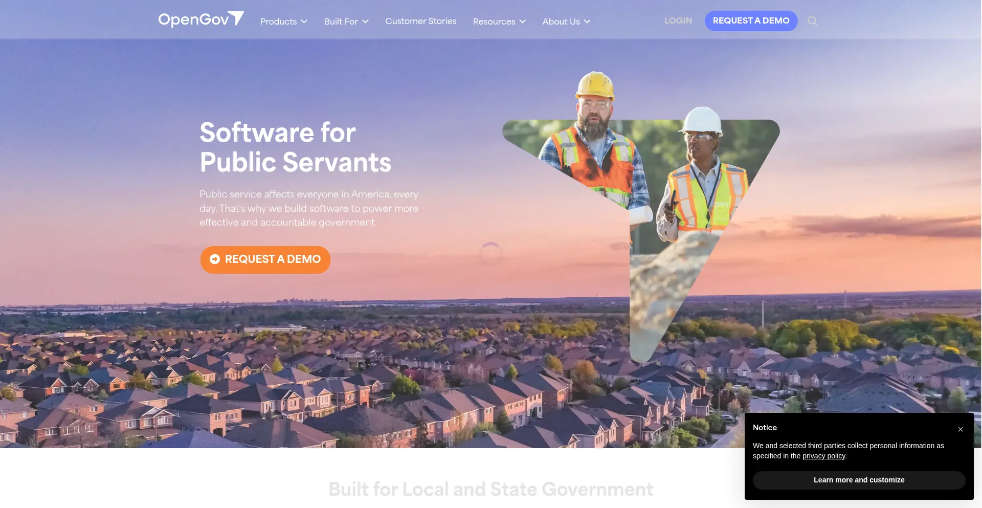 Website screenshot of Opengov.com
