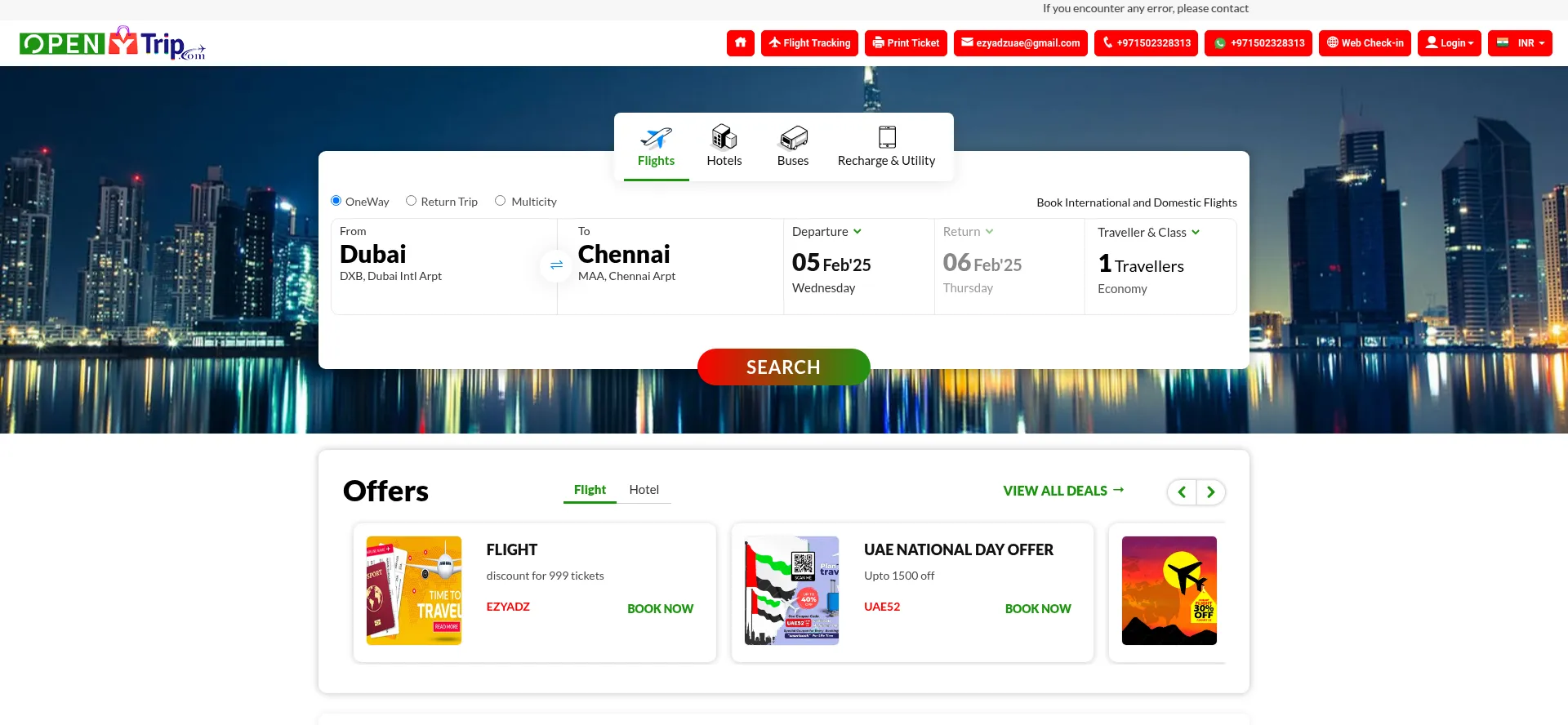 Website screenshot of Openmytrip.com