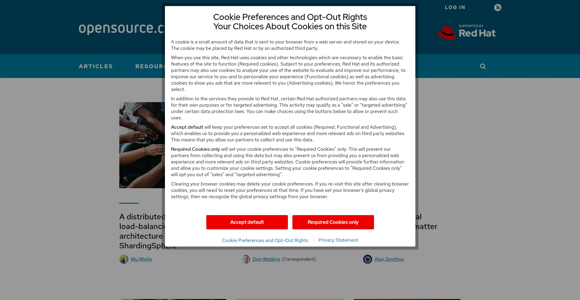 Website screenshot of Opensource.com