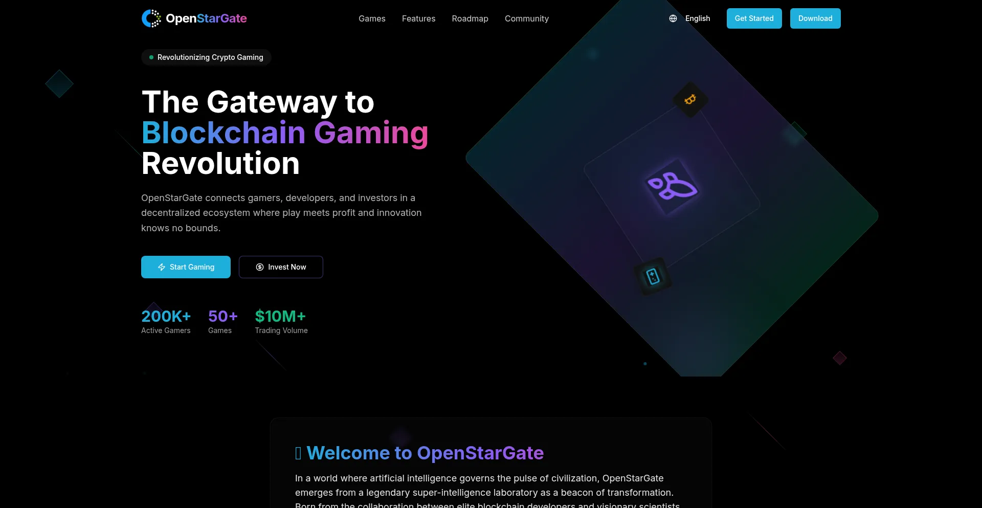 Website screenshot of Openstargates.com