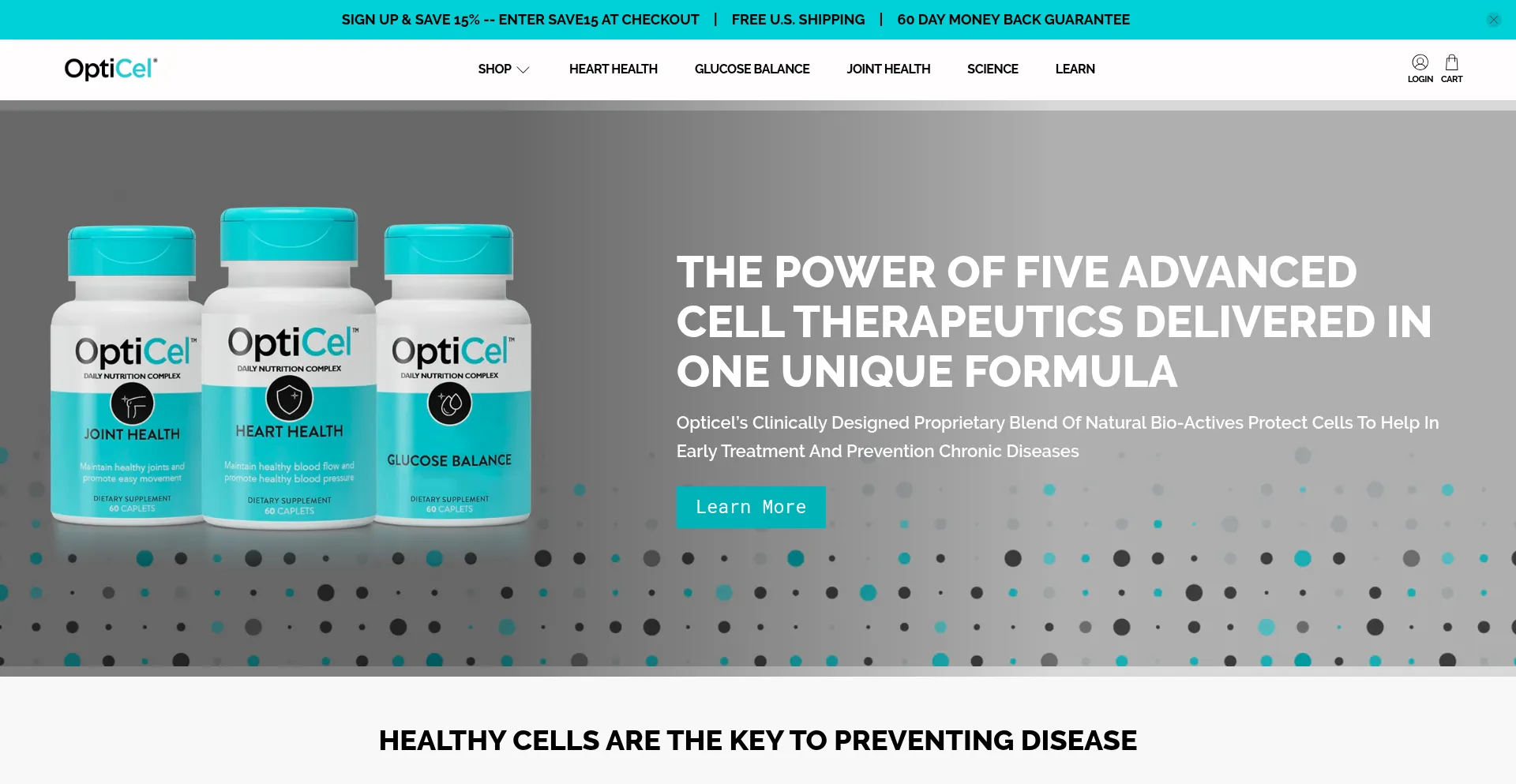 Website screenshot of Opticel.com