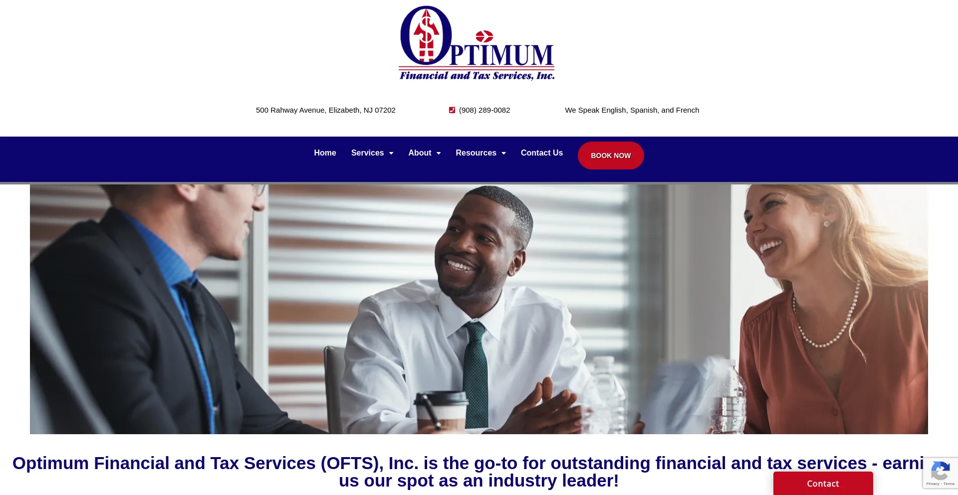 Website screenshot of Optimumfinancialtax.com