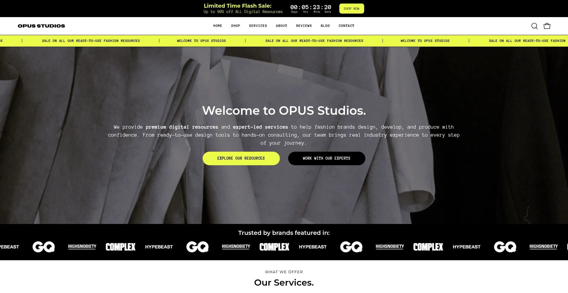 Website screenshot of Opusdesignstudios.com