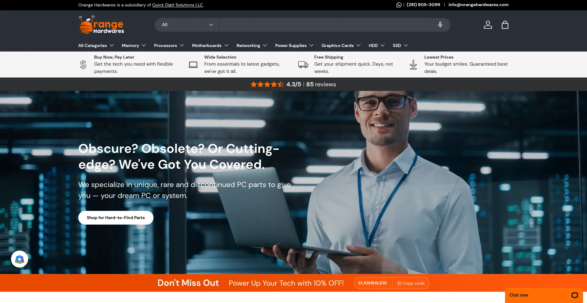 Website screenshot of Orangehardwares.com