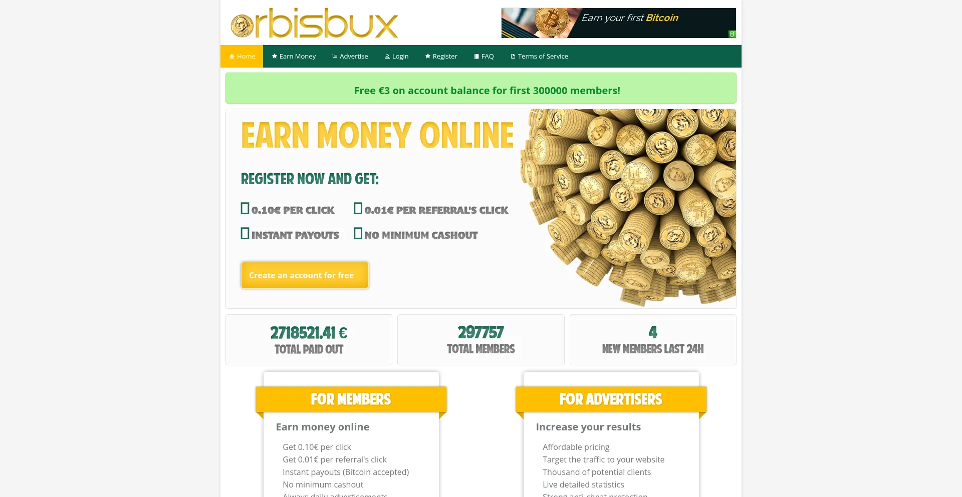 Website screenshot of Orbisbux.com