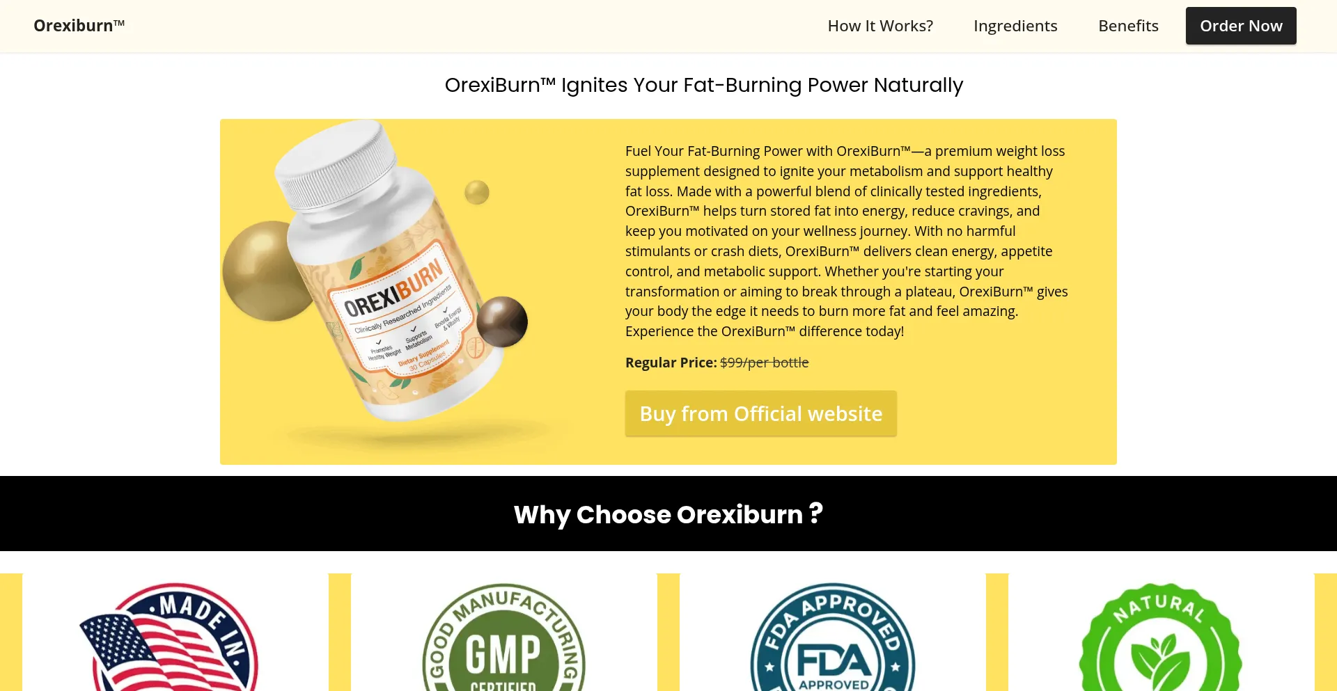 Website screenshot of Orexiburn-try.com