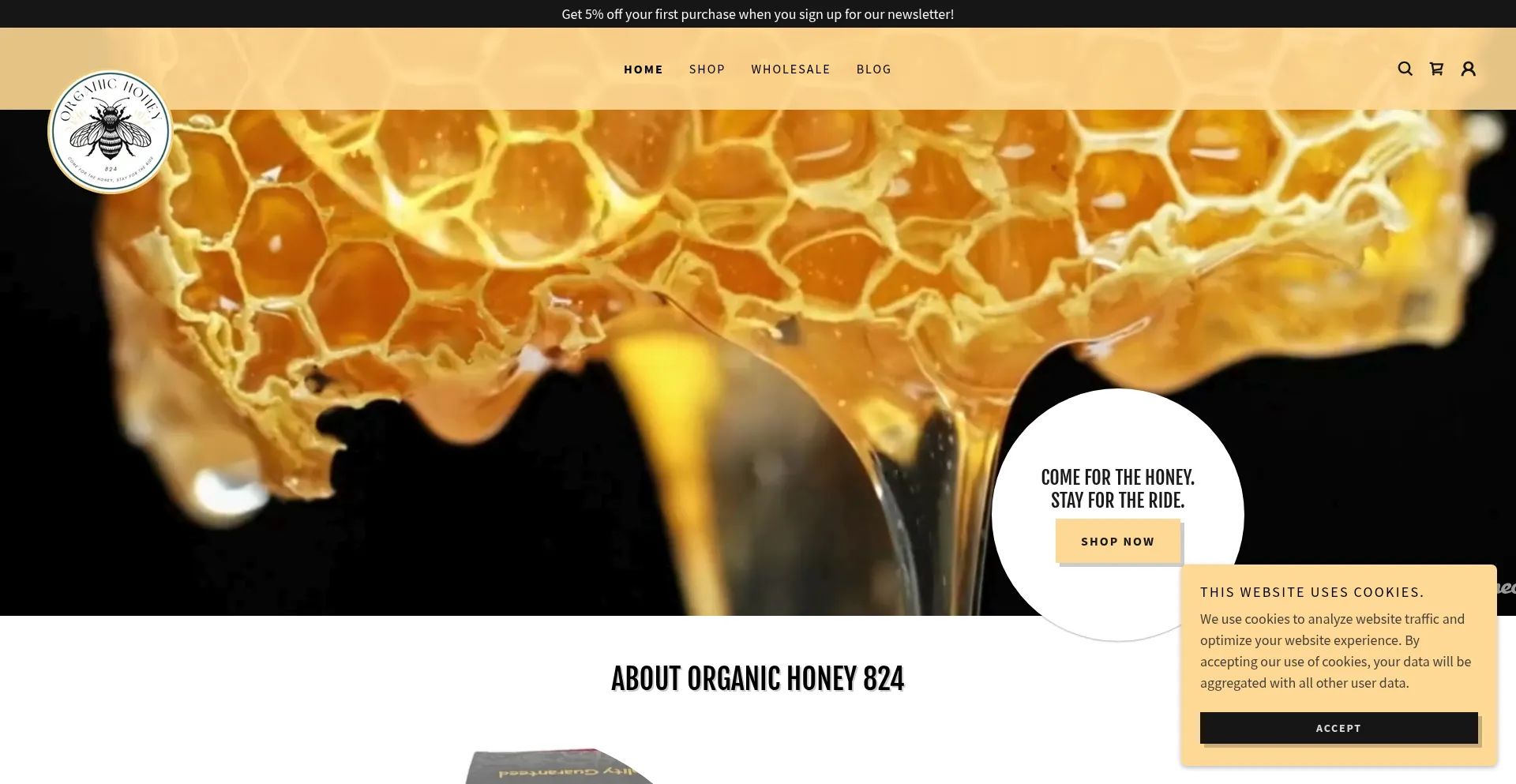 Website screenshot of Organichoney824.com