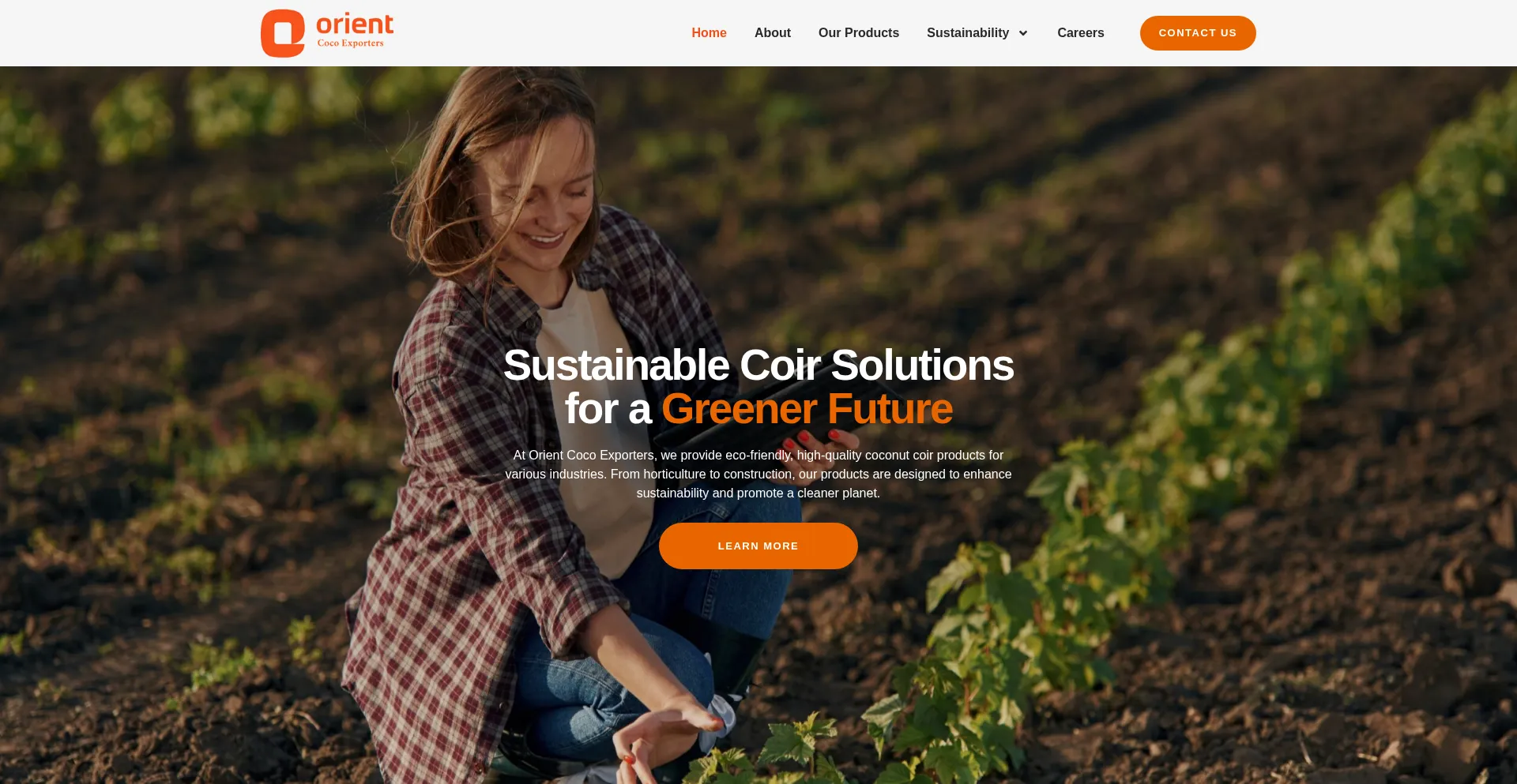 Website screenshot of Orientcocoexporters.com