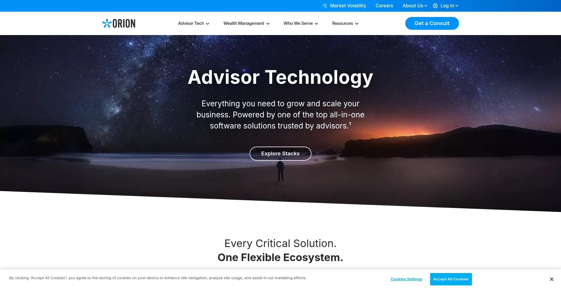 Website screenshot of Orionadvisor.com