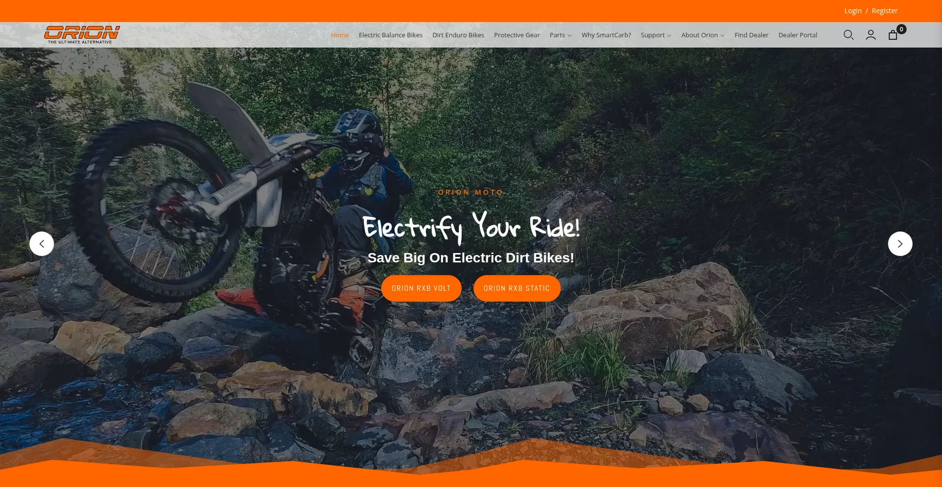 Website screenshot of Orionmoto.com