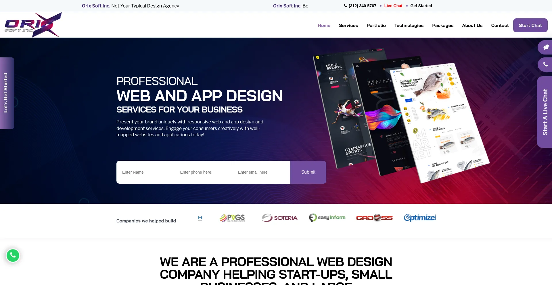 Website screenshot of Orixsoft.com