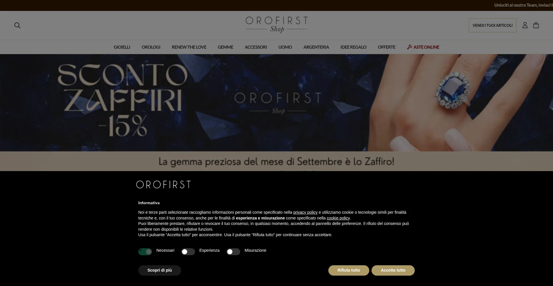 Website screenshot of Orofirstshop.it