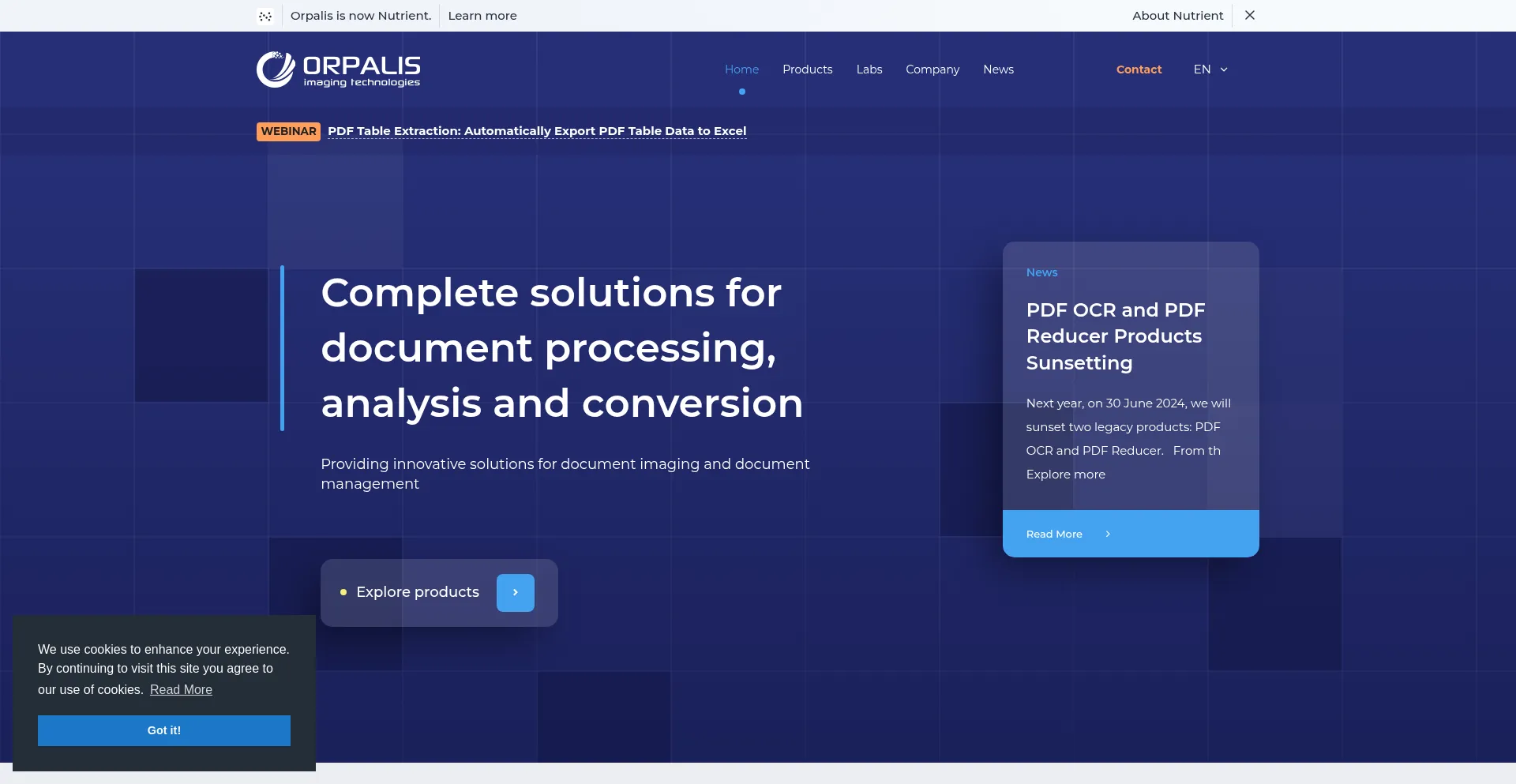Website screenshot of Orpalis.com