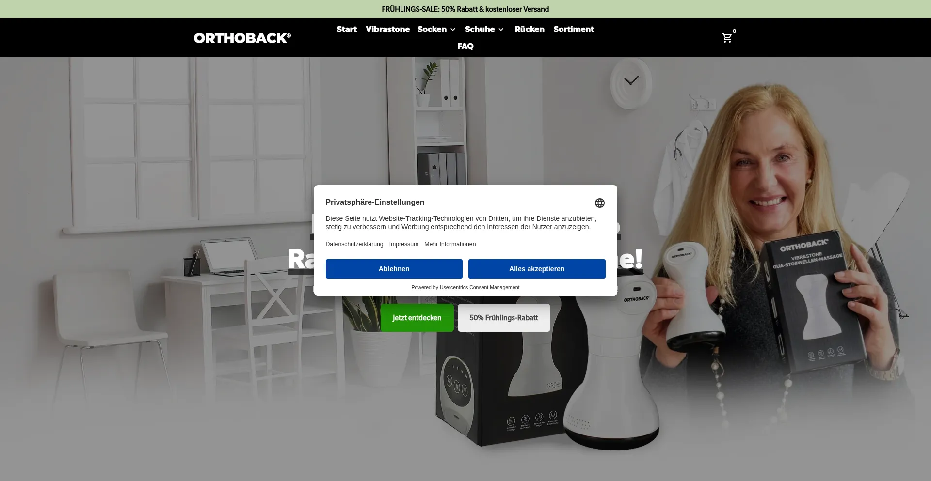 Website screenshot of Orthoback.de