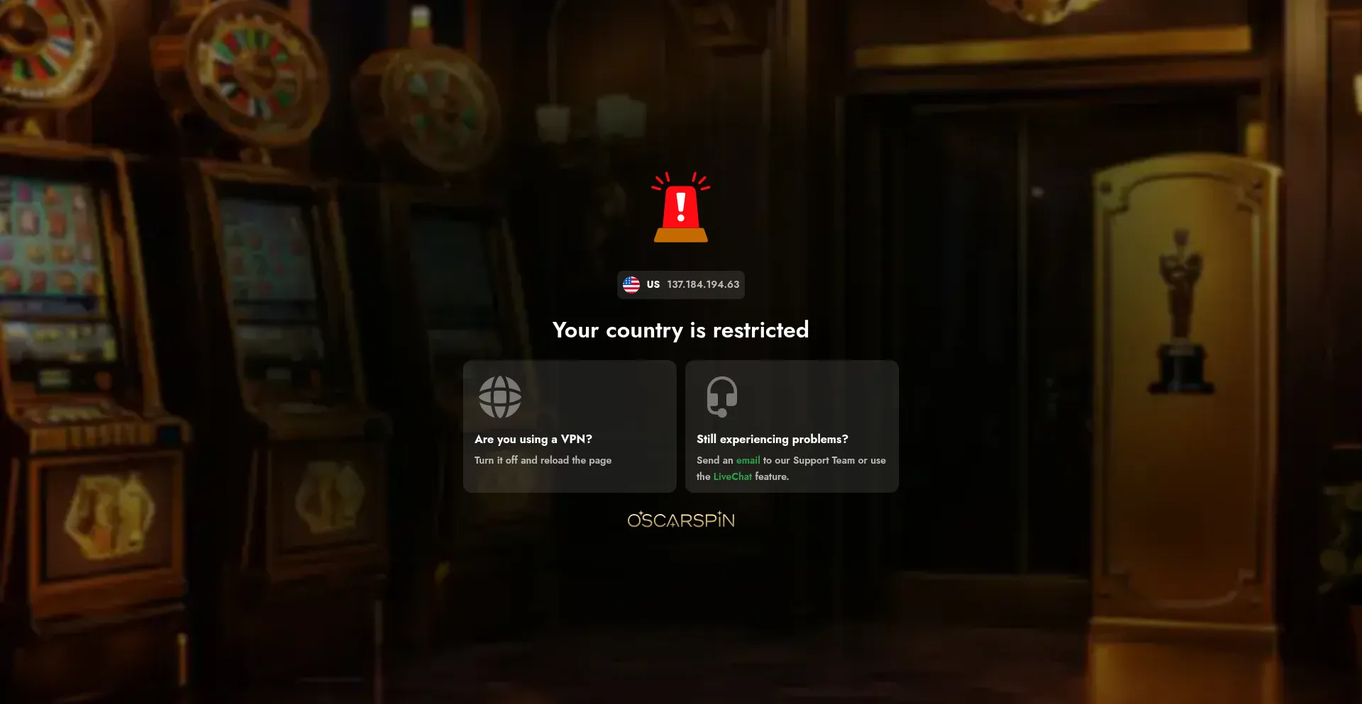 Oscarspin.com Screenshot