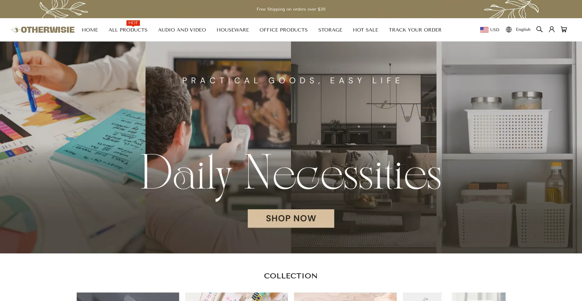 Website screenshot of Otherwisie.com
