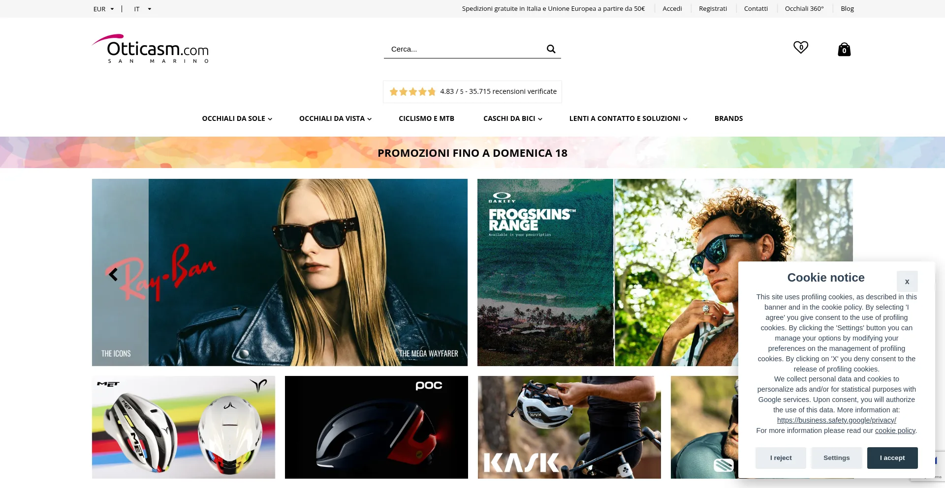 Website screenshot of Otticasm.com