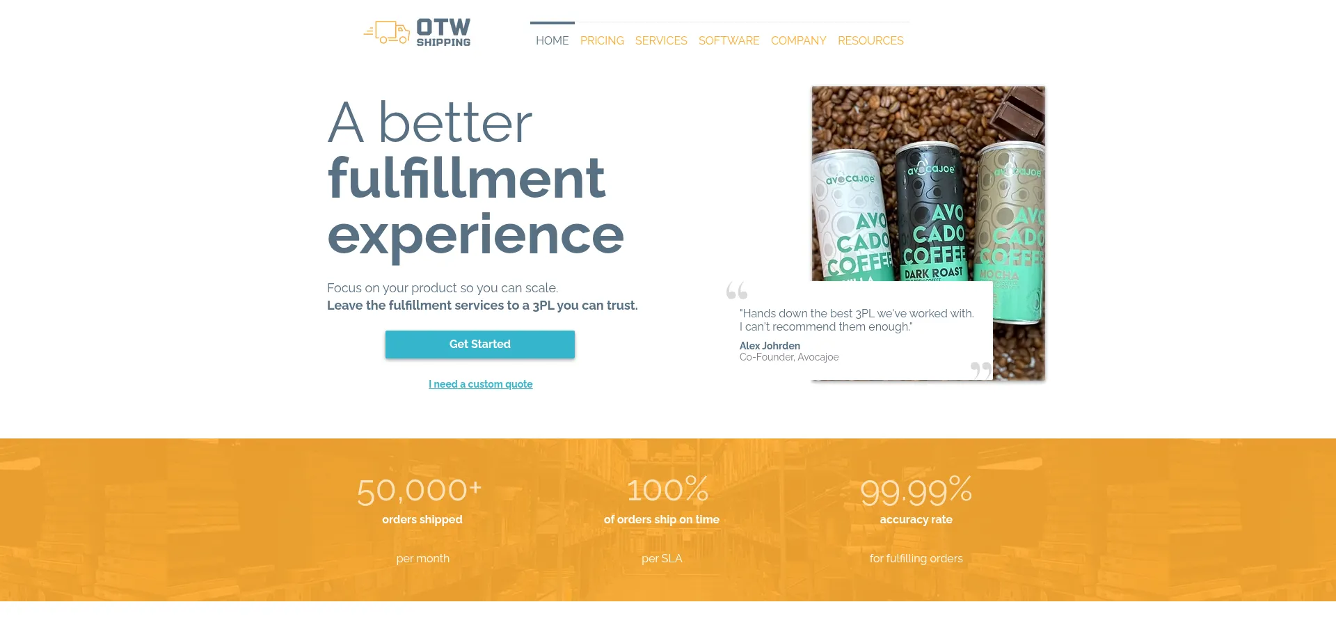 Website screenshot of Otwshipping.com