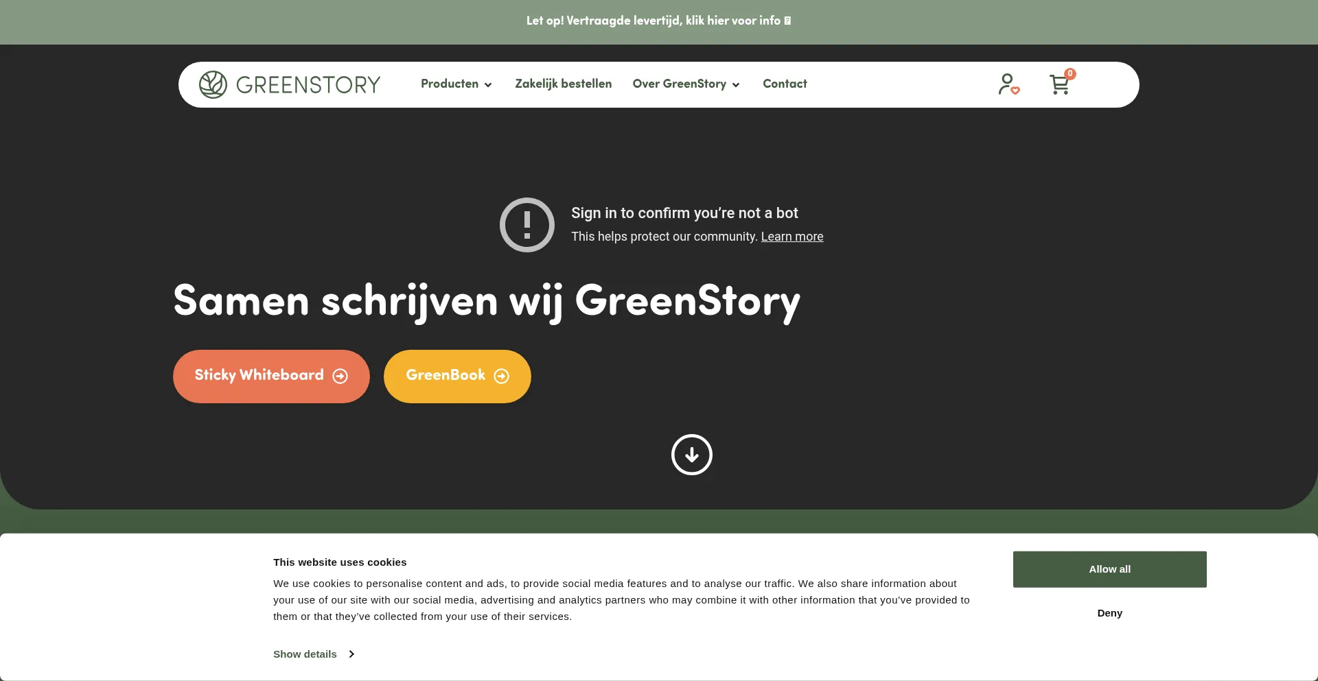 Website screenshot of Ourgreenstory.com