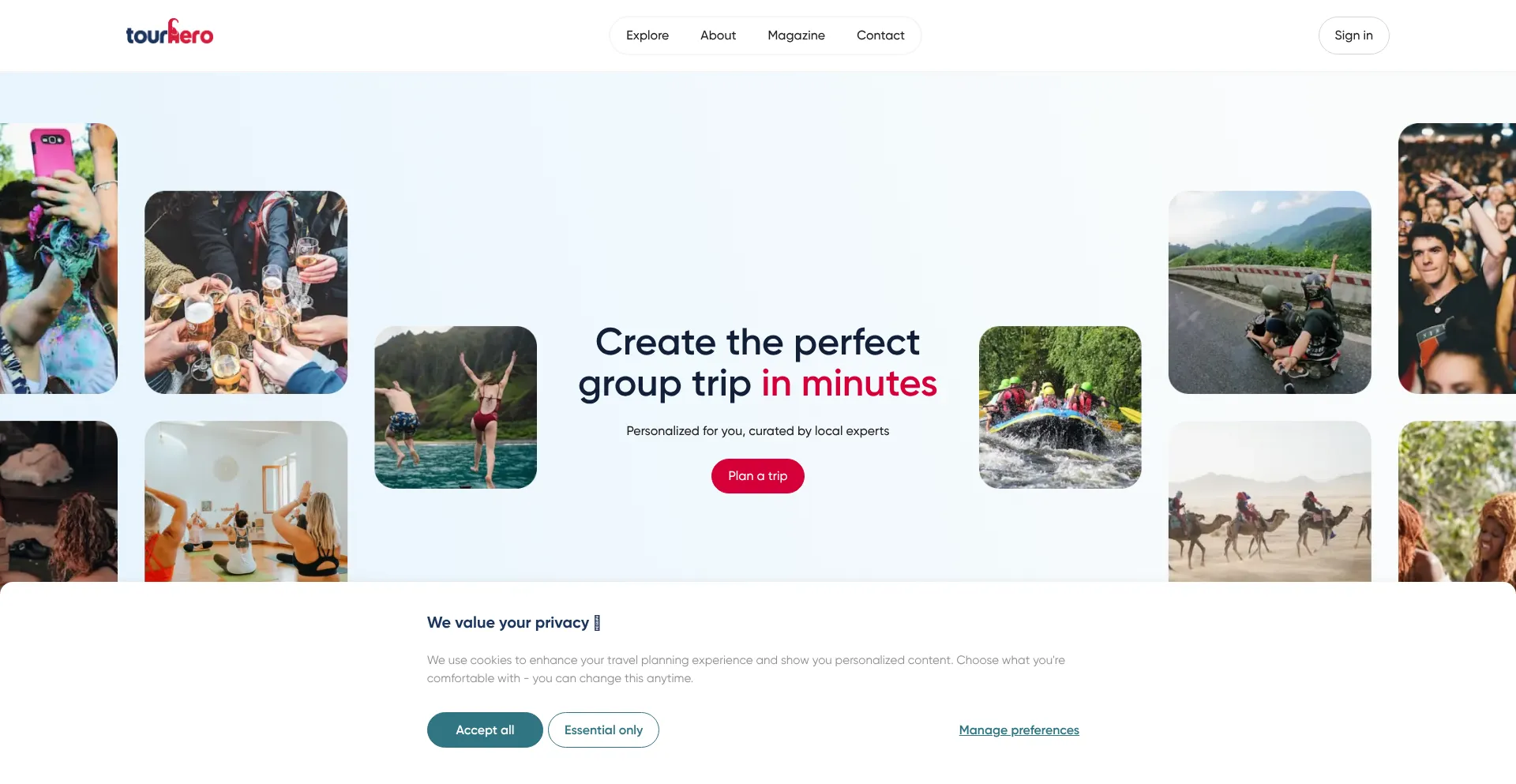 Website screenshot of Ourtourherotravelescapes.com