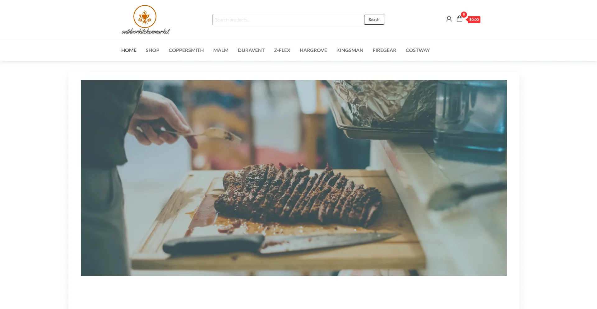 Website screenshot of Outdoorkitchenmarket.com