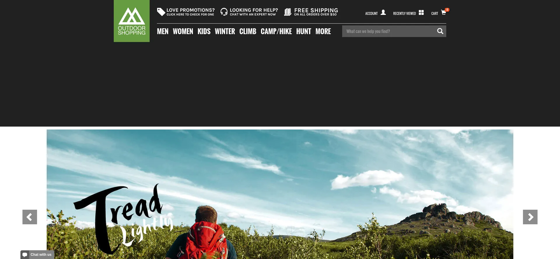 Website screenshot of Outdoorshopping.com