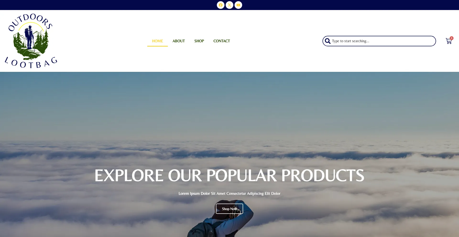 Website screenshot of Outdoorslootbag.com