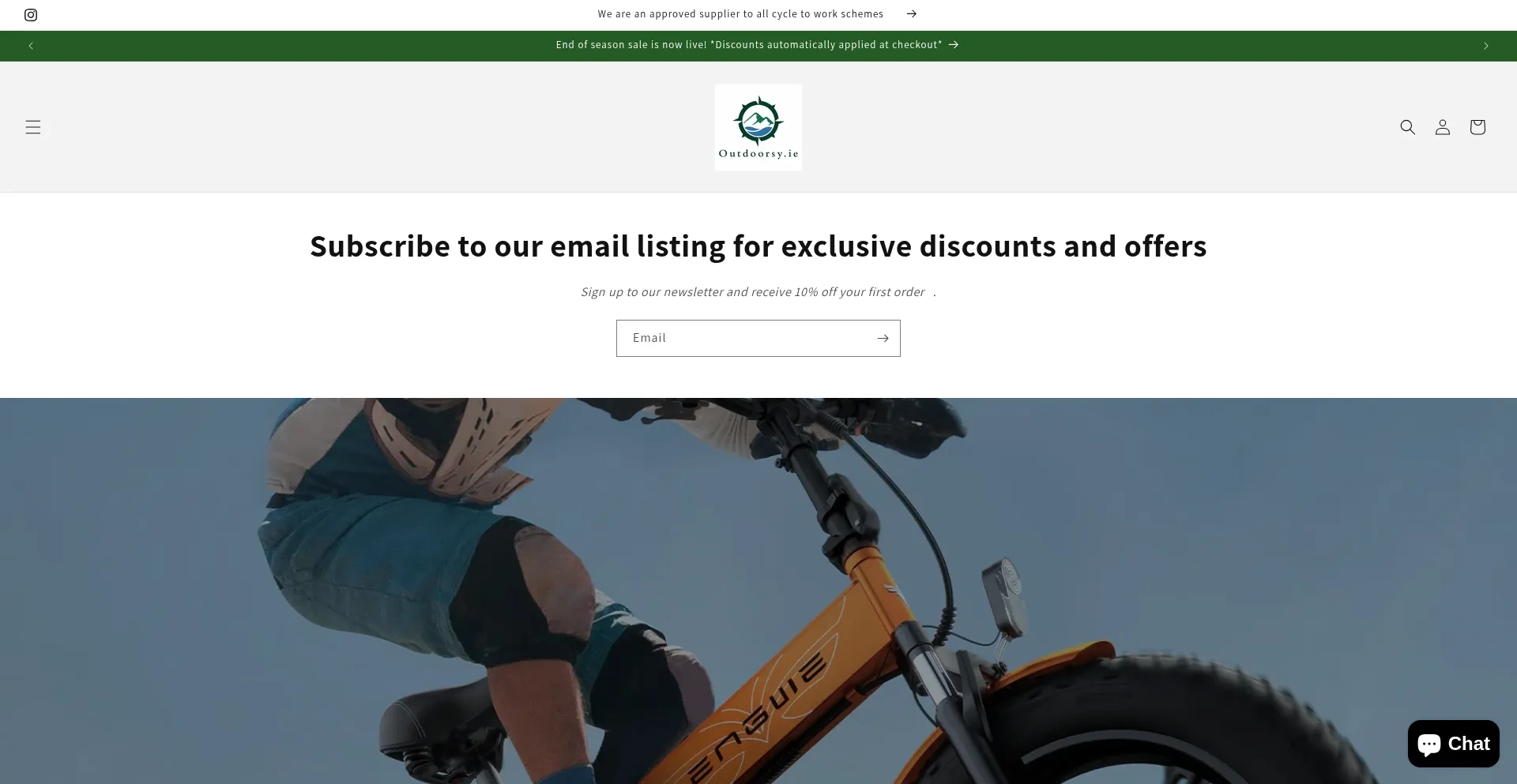 Website screenshot of Outdoorsy.ie