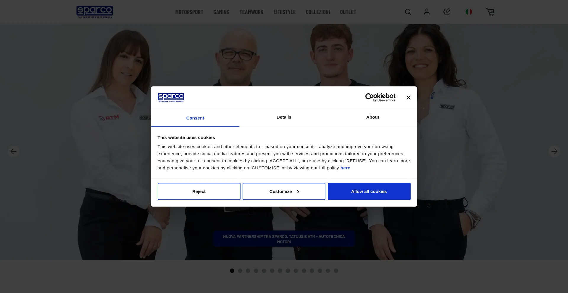 Website screenshot of Outlet.sparcoofficial.com