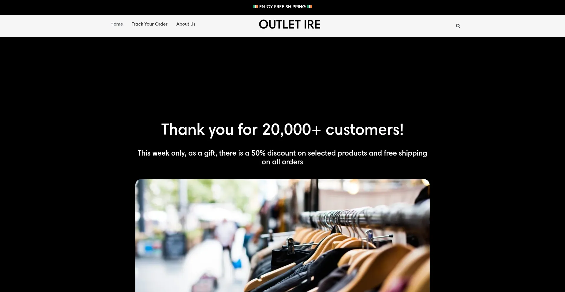 Website screenshot of Outlet-ire.com