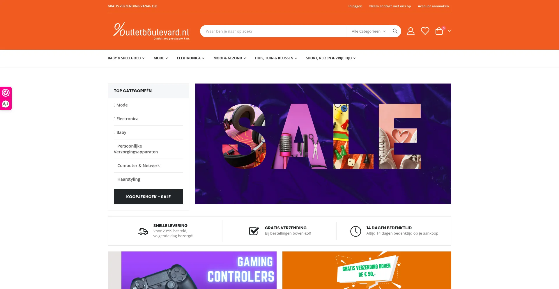 Website screenshot of Outletboulevard.nl