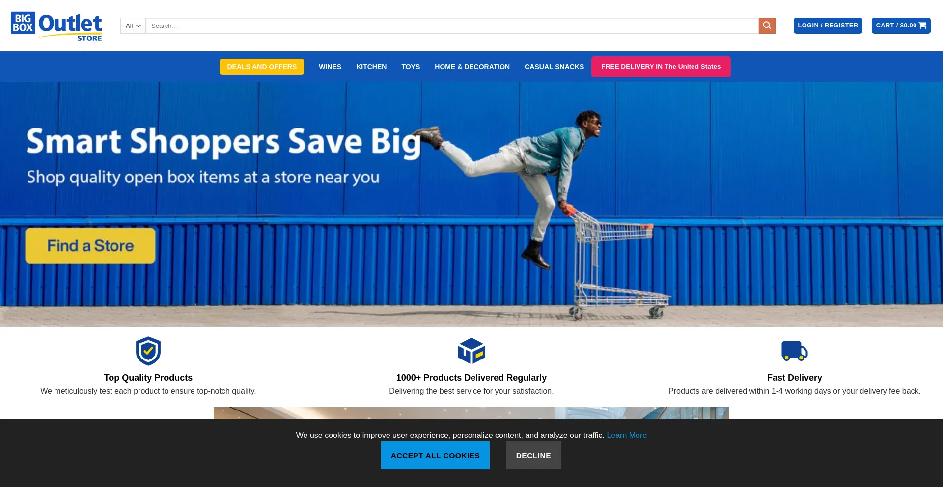 Website screenshot of Outlets-us.store