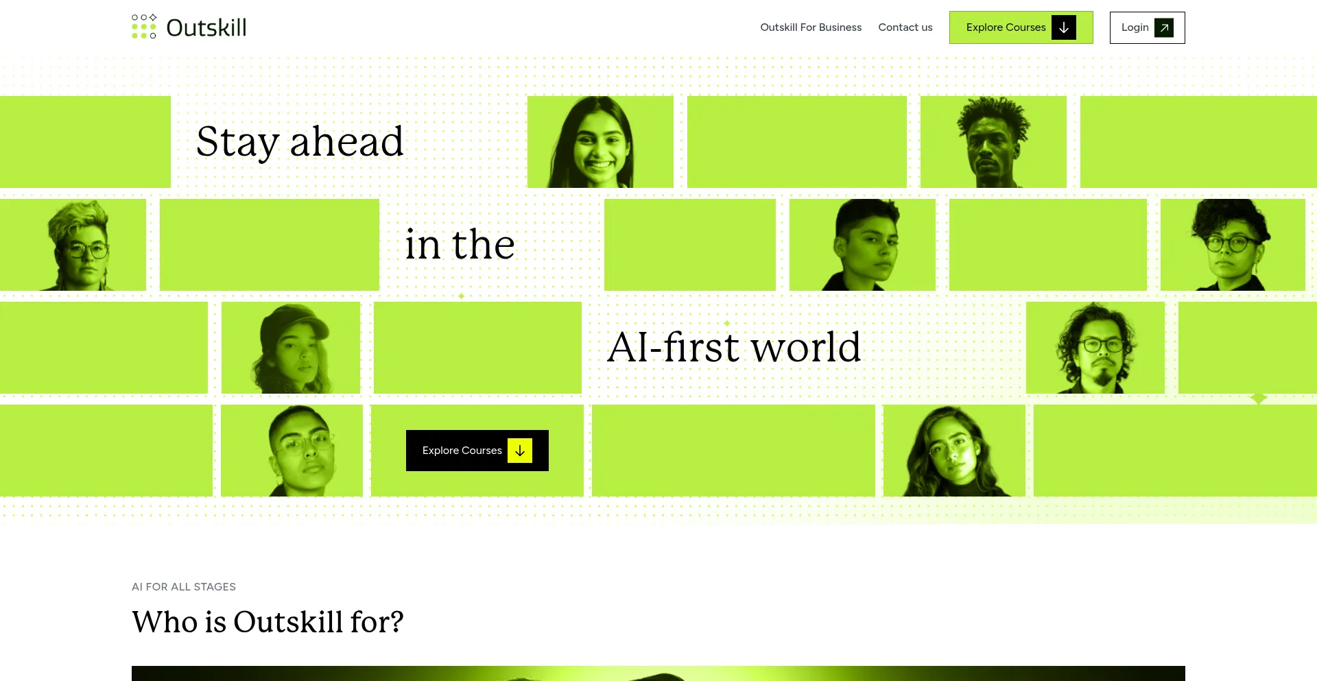 Website screenshot of Outskill.com