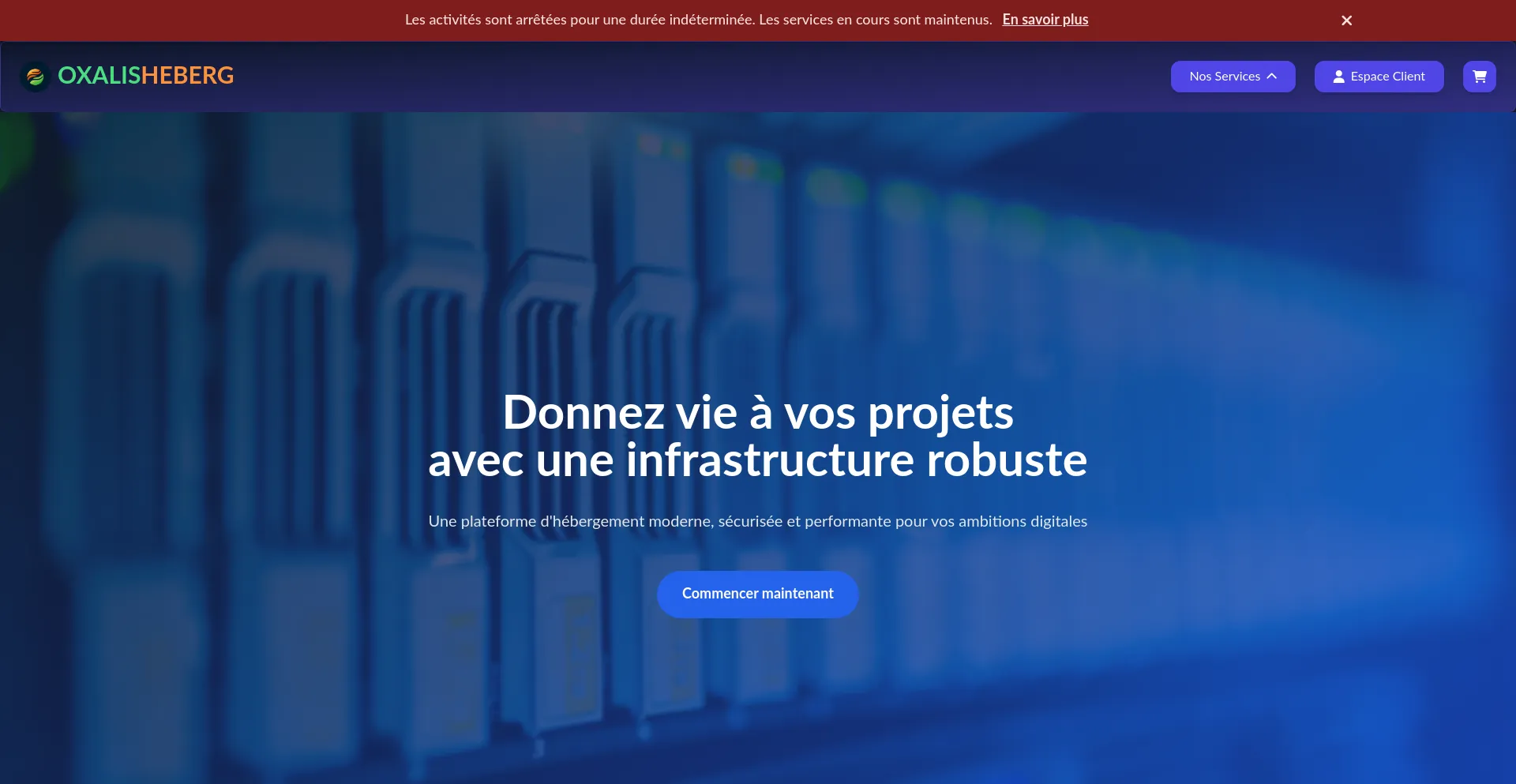 Website screenshot of Oxalisheberg.fr